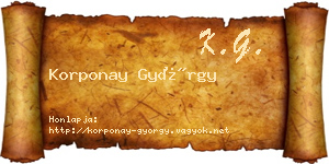 Korponay György névjegykártya