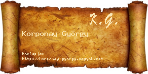 Korponay György névjegykártya